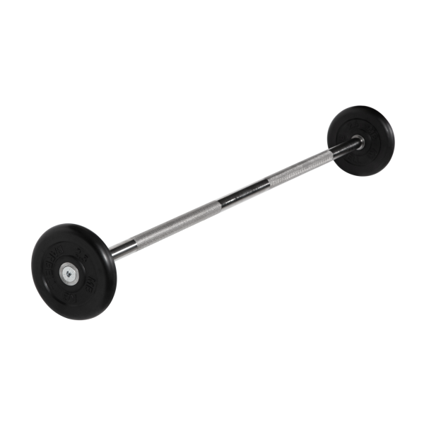 Штанга неразборная с черными дисками. MB Barbell