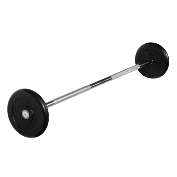 Штанга неразборная с черными дисками. MB Barbell