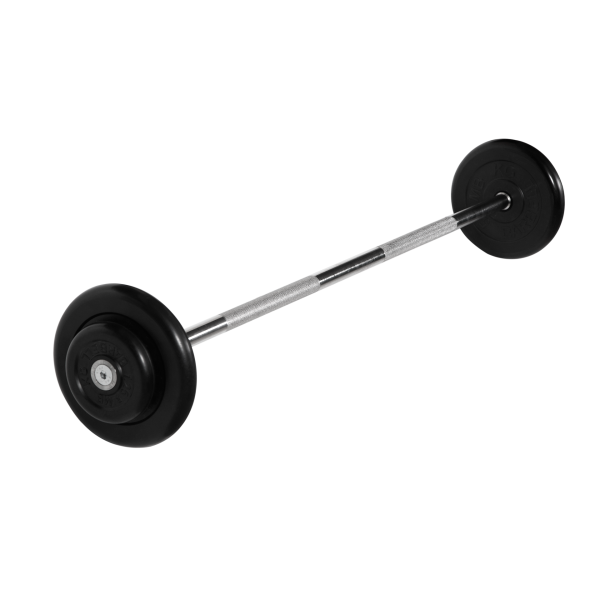 Штанга неразборная с черными дисками. MB Barbell