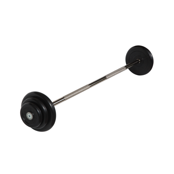 Штанга неразборная с черными дисками. MB Barbell
