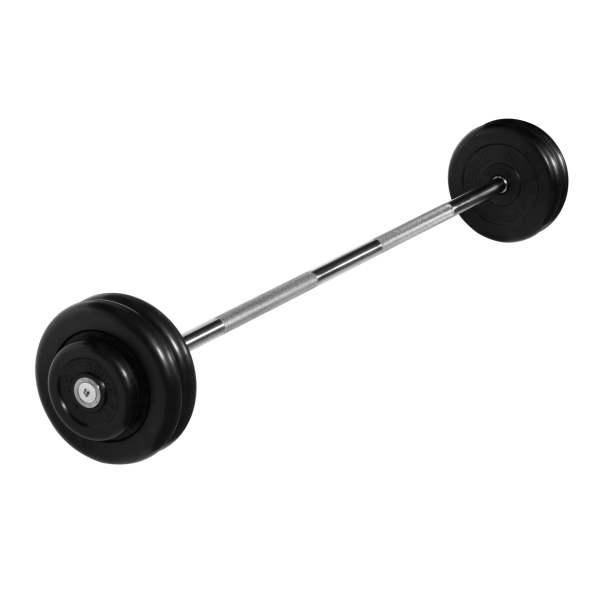 Штанга неразборная с черными дисками. MB Barbell