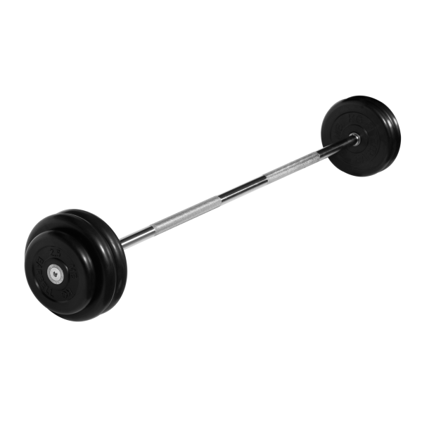 Штанга неразборная с черными дисками. MB Barbell