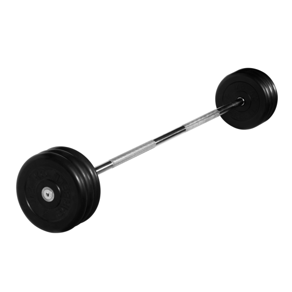 Штанга неразборная с черными дисками. MB Barbell