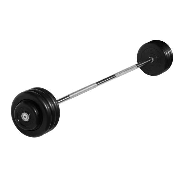 Штанга неразборная с черными дисками. MB Barbell