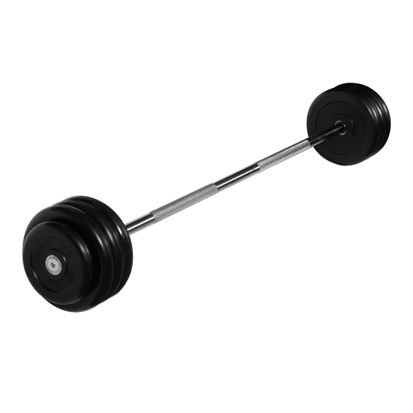 Штанга неразборная с черными дисками. MB Barbell