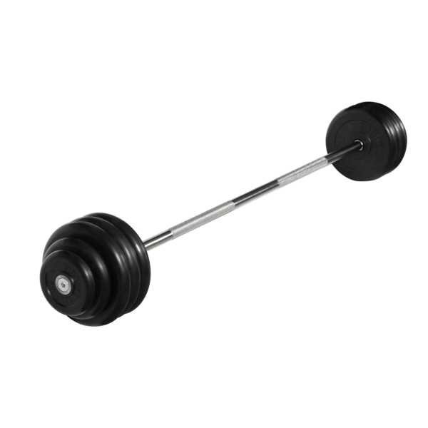 Штанга неразборная с чёрными дисками. MB Barbell