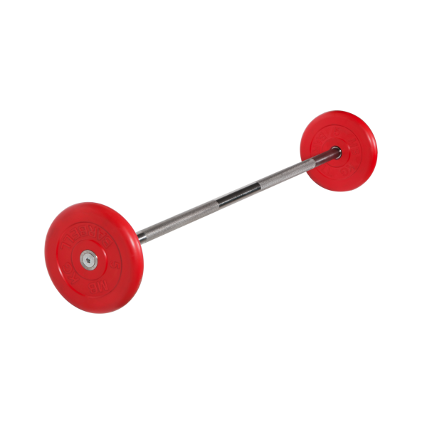 Штанга неразборная с цветными дисками, 25 мм, 15 кг MB Barbell