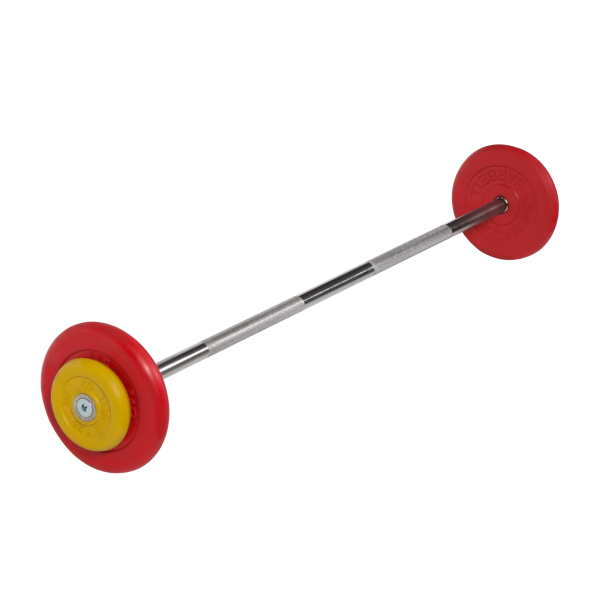 Штанга неразборная с цветными дисками, 25 мм, 17,5 кг MB Barbell