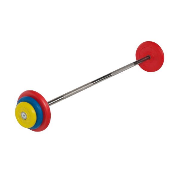 Штанга неразборная с цветными дисками, 25 мм, 22,5 кг MB Barbell