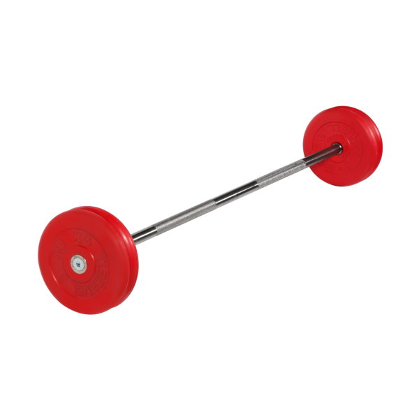 Штанга неразборная с цветными дисками, 25 мм, 25 кг MB Barbell