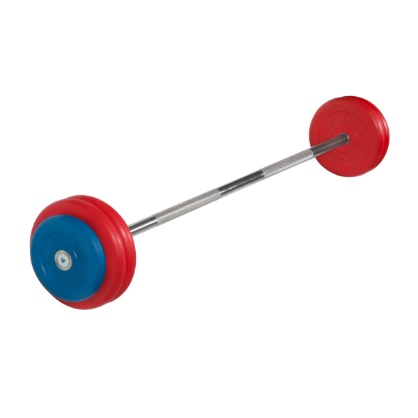 Штанга неразборная с цветными дисками, 25 мм, 30 кг MB Barbell