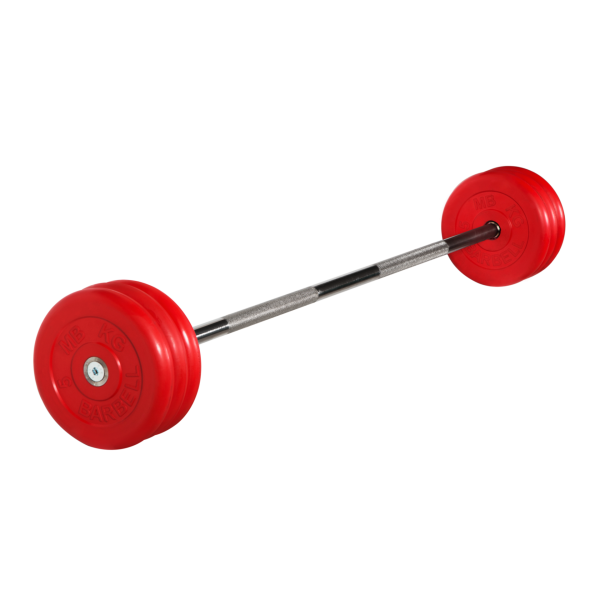 Штанга неразборная с цветными дисками, 25 мм, 35 кг MB Barbell