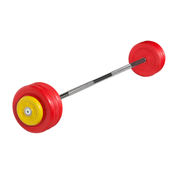 Штанга неразборная с цветными дисками, 25 мм, 37,5 кг MB Barbell