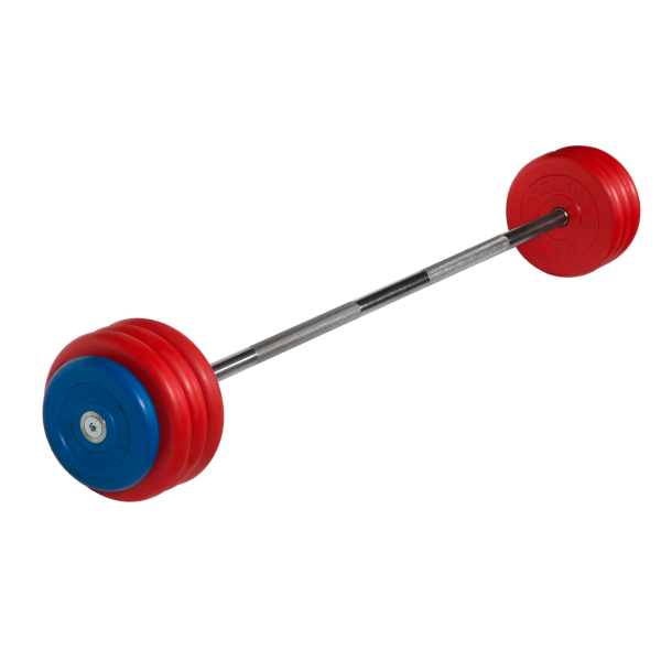 Штанга неразборная с цветными дисками, 25 мм, 40 кг MB Barbell