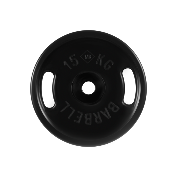 Диск обрезиненный "Евро-классик" с ручками, чёрный, 15 кг MB Barbell