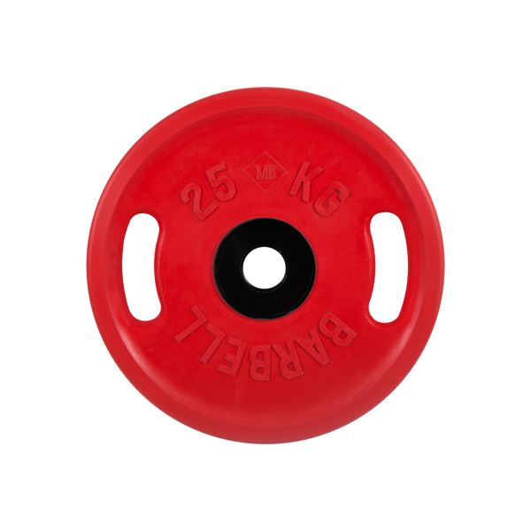 Диск обрезиненный "Евро-классик" с ручками, красный, 25 кг MB Barbell