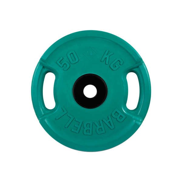 Диск обрезиненный "Евро-классик" с ручками, зелёный,  50 кг MB Barbell