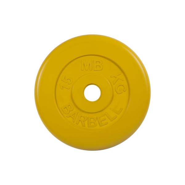 Диск обрезиненный "Стандарт", жёлтый, 15 кг MB Barbell